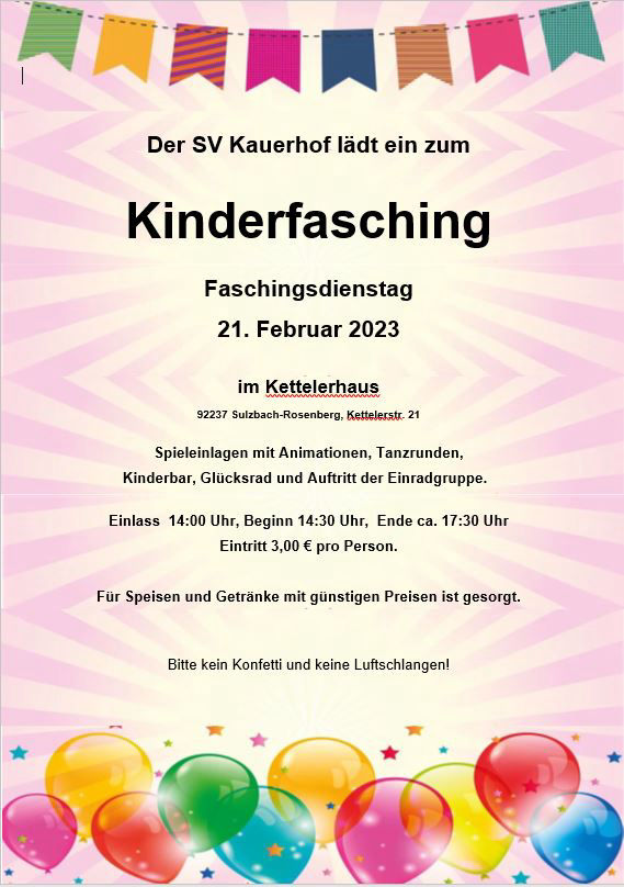Kinderfasching  SV Kauerhof